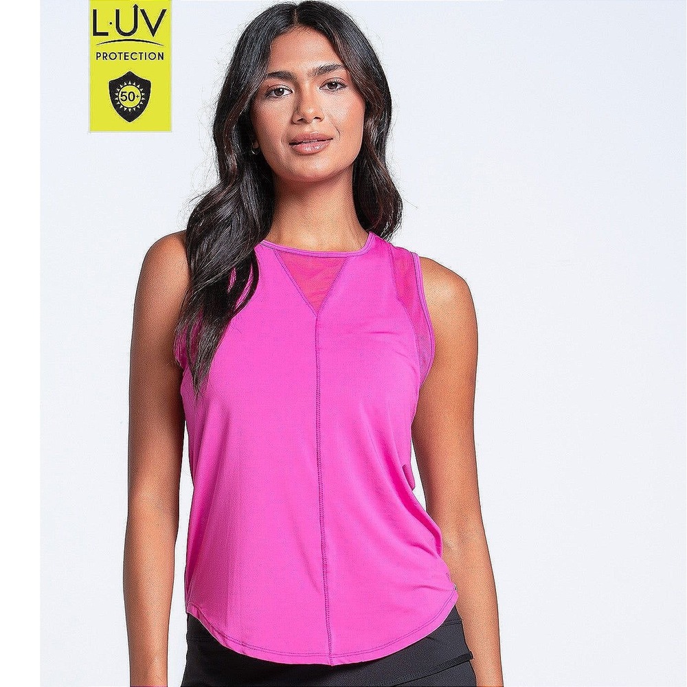 Lucky in Love Hot Pink Chill Out Tank UPF 50+ Crew‎ neck XS